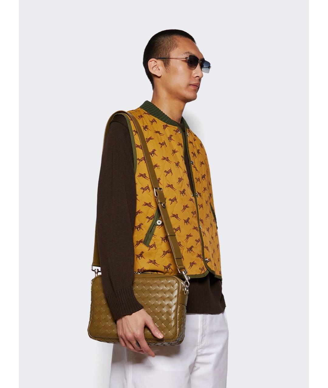 BOTTEGA VENETA Хаки кожаная сумка на плечо, фото 4