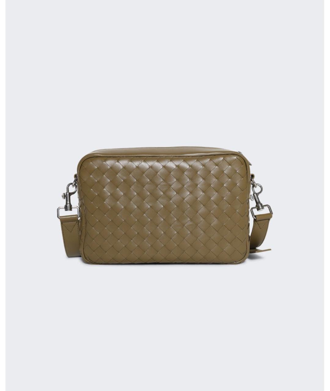 BOTTEGA VENETA Хаки кожаная сумка на плечо, фото 2