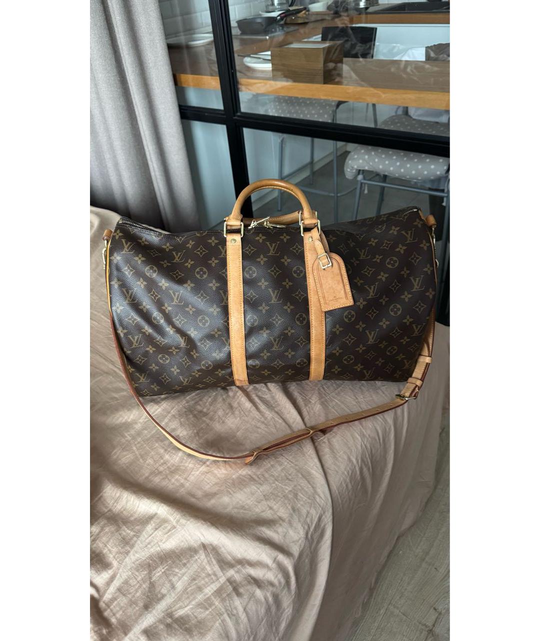 LOUIS VUITTON Коричневая кожаная дорожная/спортивная сумка, фото 5