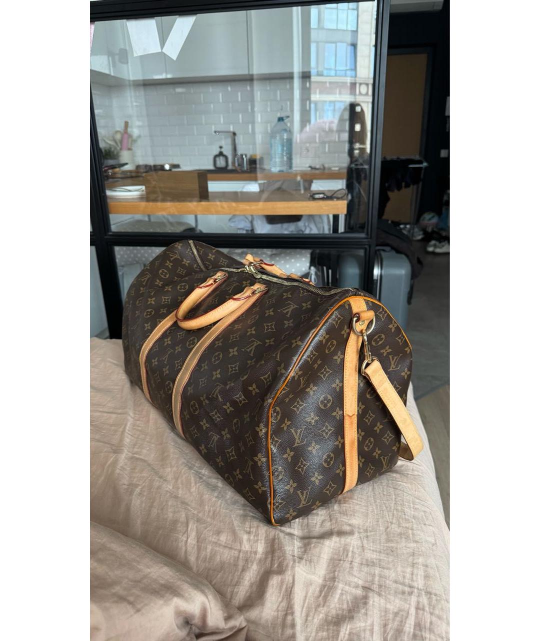 LOUIS VUITTON Коричневая кожаная дорожная/спортивная сумка, фото 2