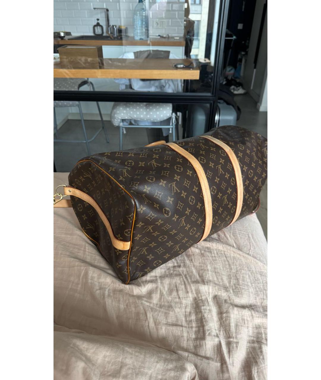 LOUIS VUITTON Коричневая кожаная дорожная/спортивная сумка, фото 3