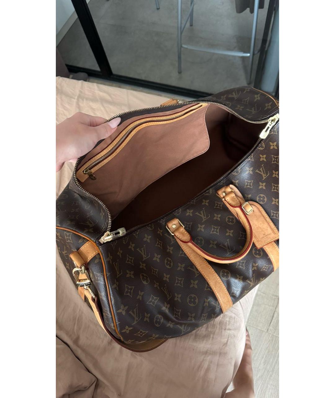 LOUIS VUITTON Коричневая кожаная дорожная/спортивная сумка, фото 4