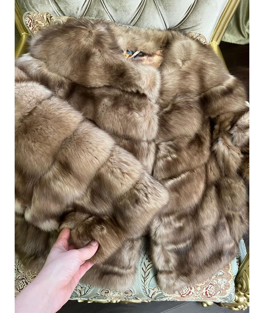 SOBOL Бежевая меховая шуба, фото 5