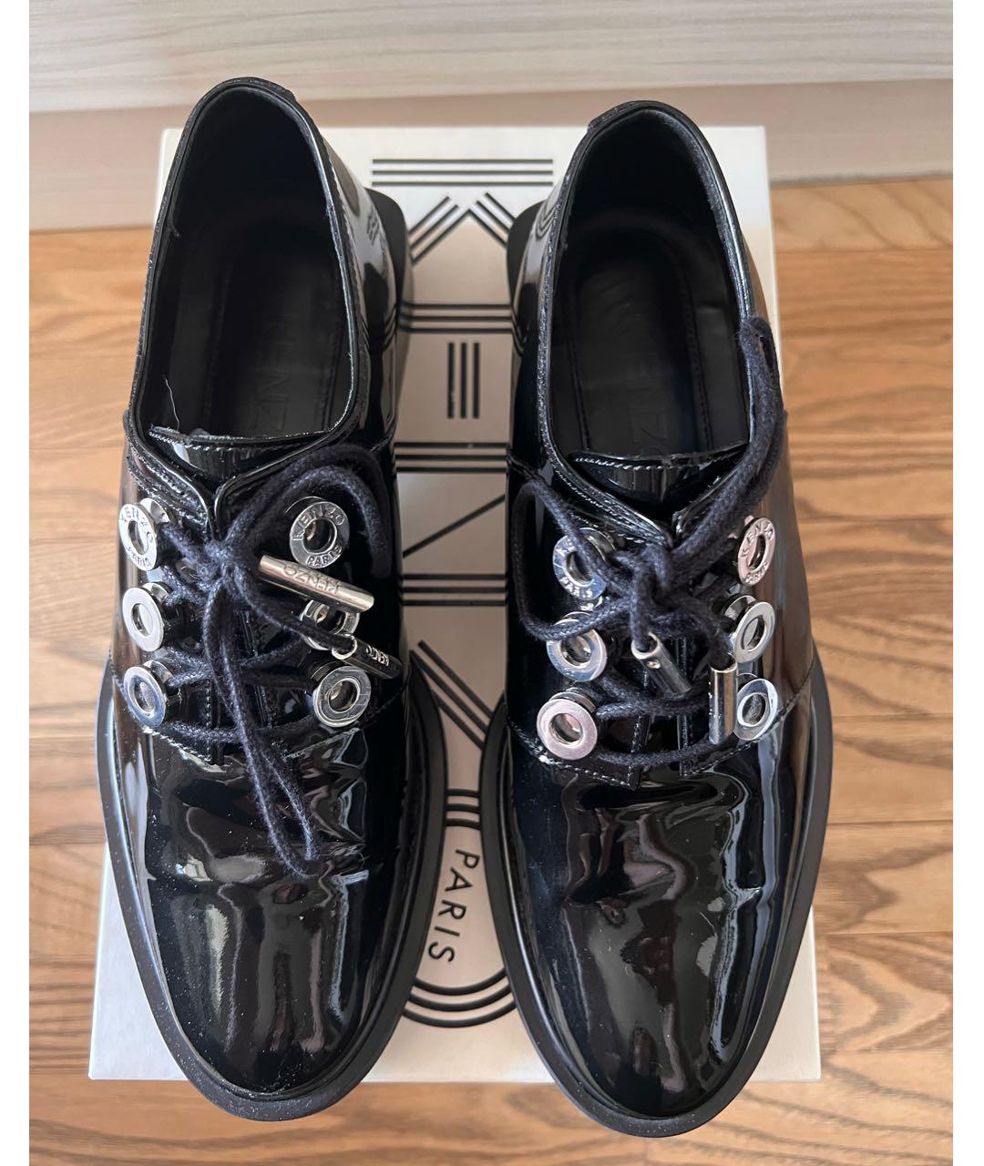 KENZO Черные брогги и оксфорды из лакированной кожи, фото 2
