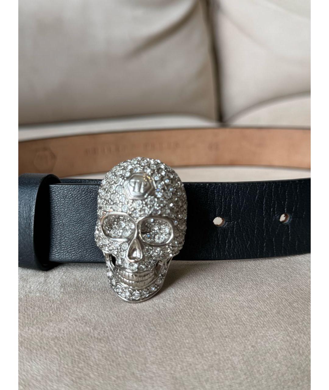 PHILIPP PLEIN Черный кожаный ремень, фото 4