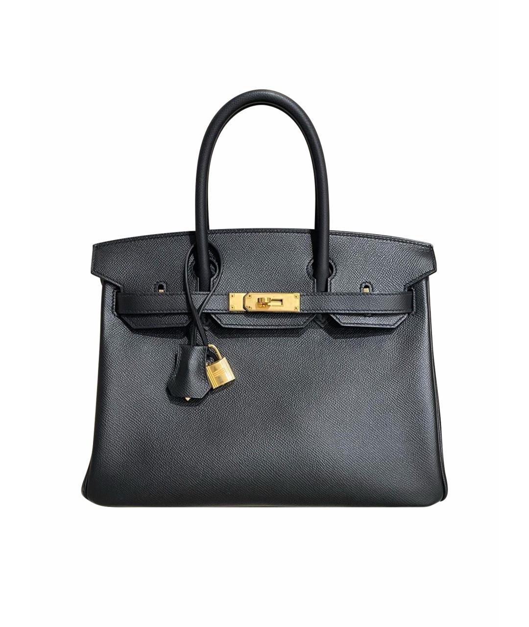 HERMES Черная кожаная сумка тоут, фото 1