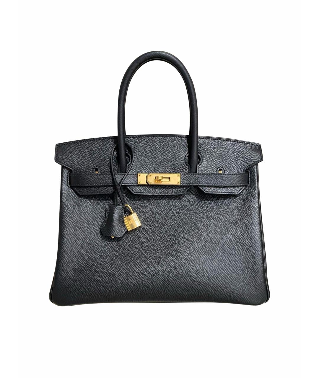 HERMES Черная кожаная сумка тоут, фото 3