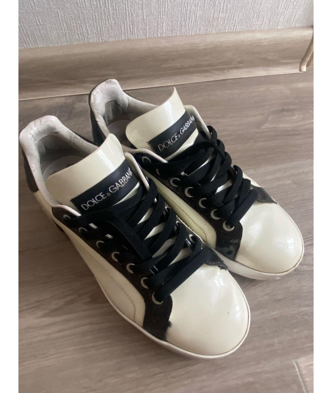 DOLCE&GABBANA Белые кеды из лакированной кожи, фото 2
