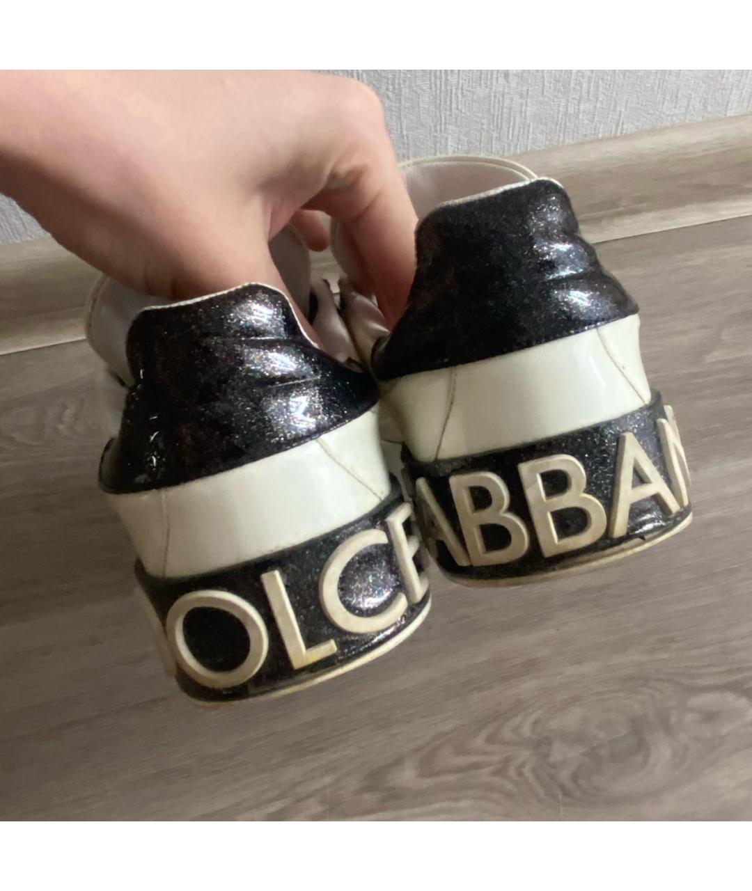 DOLCE&GABBANA Белые кеды из лакированной кожи, фото 5