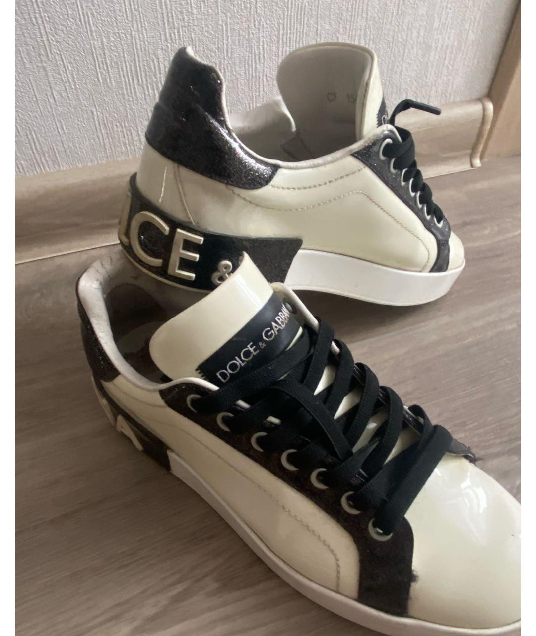 DOLCE&GABBANA Белые кеды из лакированной кожи, фото 6