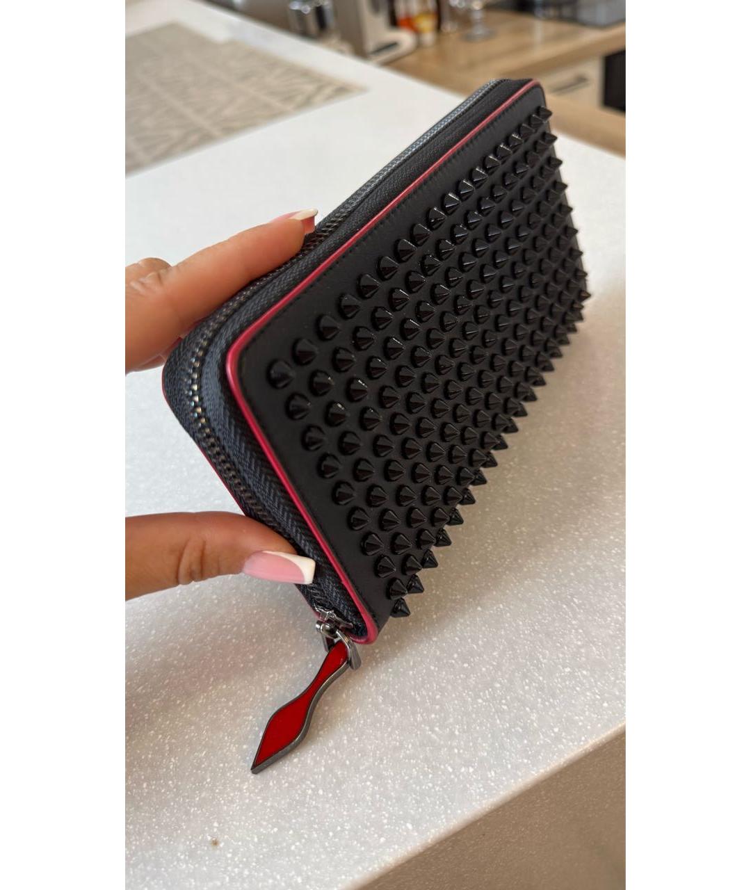 CHRISTIAN LOUBOUTIN Черный кожаный кошелек, фото 2