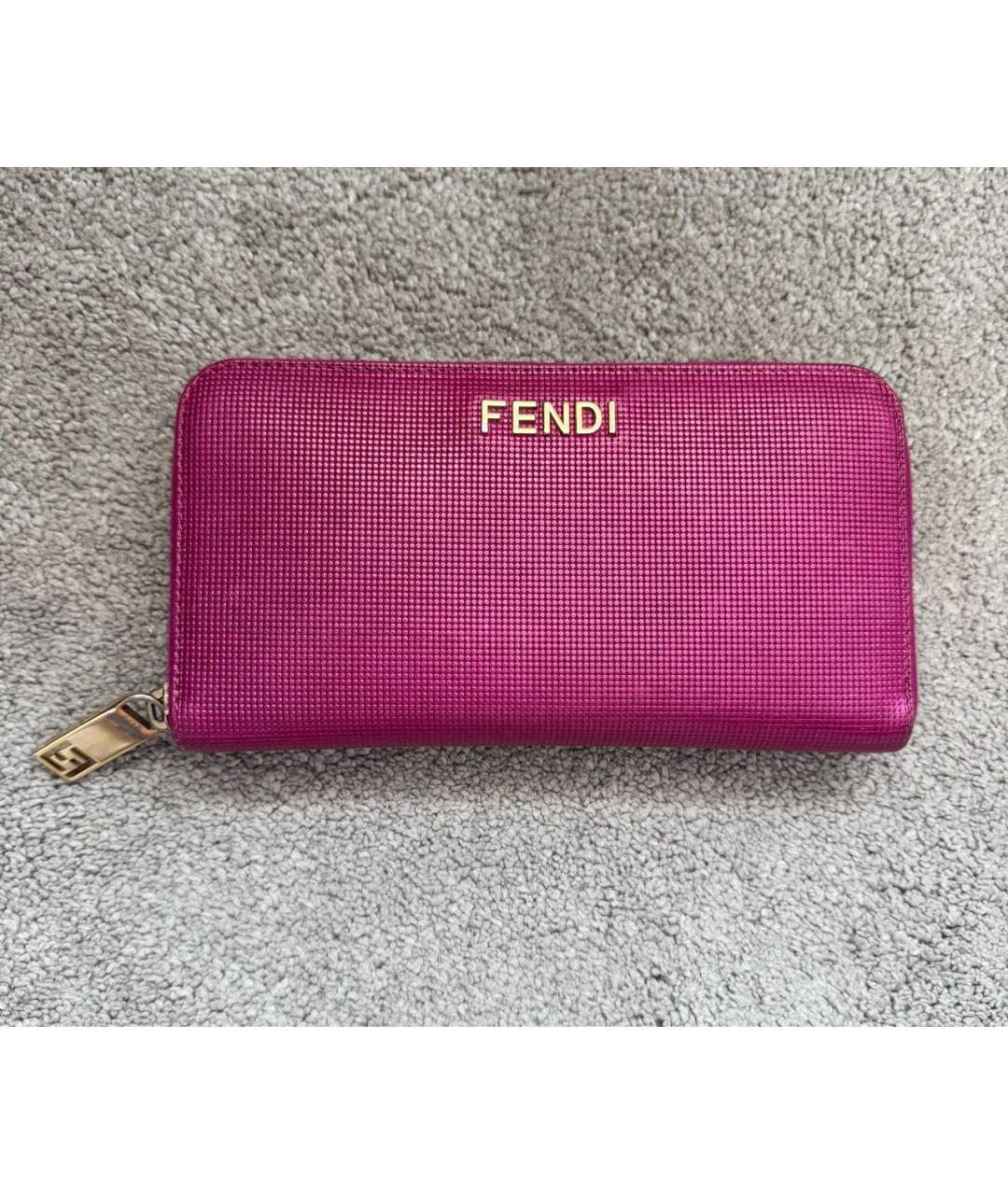 FENDI Фуксия кожаный кошелек, фото 9