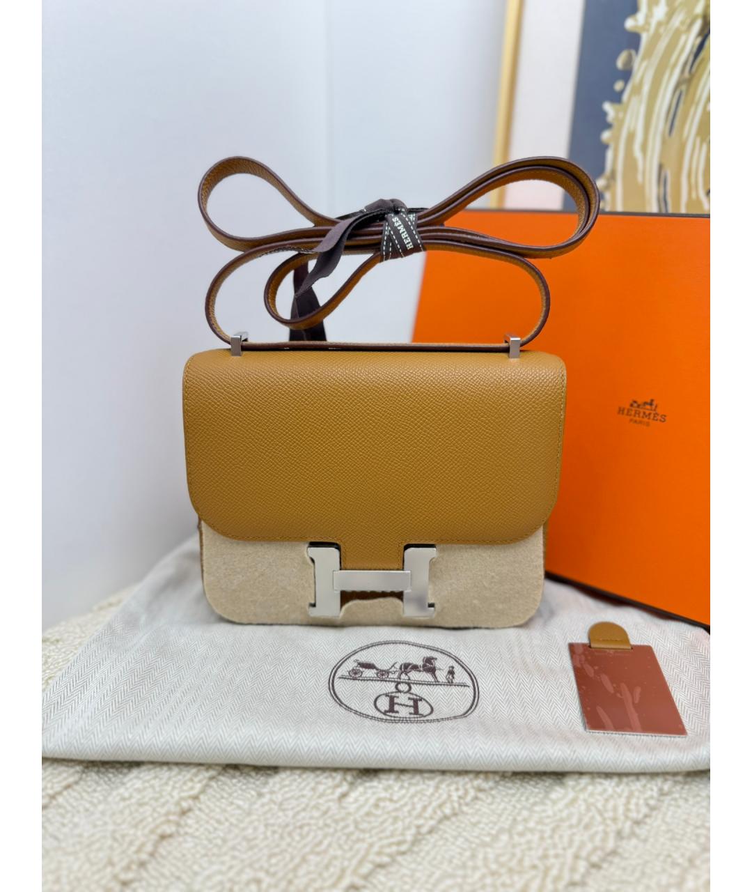 HERMES Коричневая кожаная сумка через плечо, фото 10