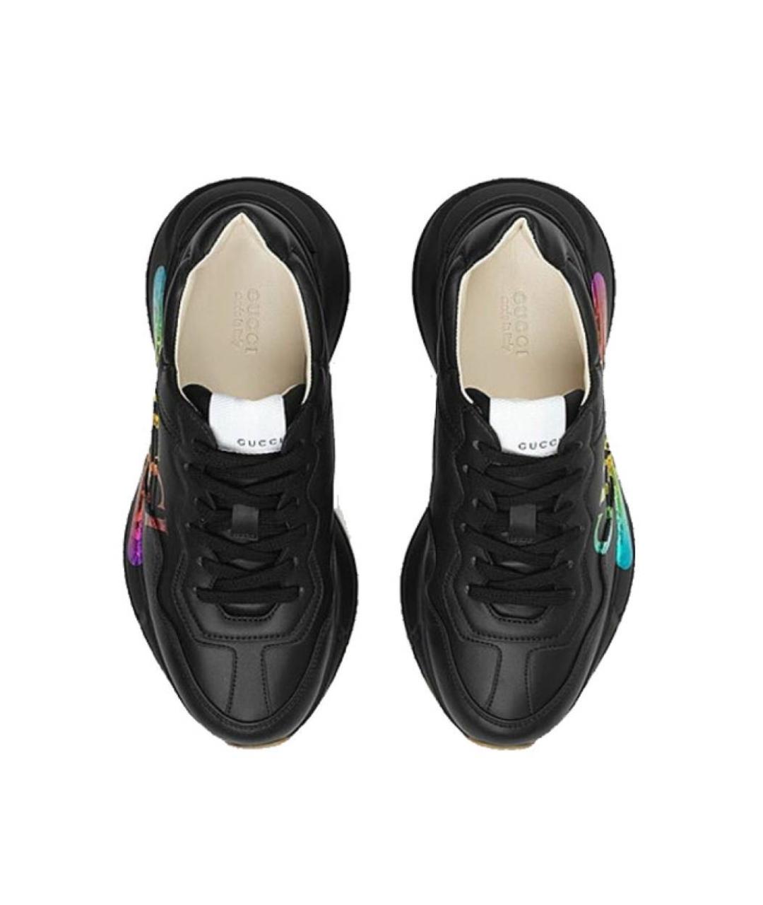 GUCCI Черные кожаные высокие кроссовки / кеды, фото 3