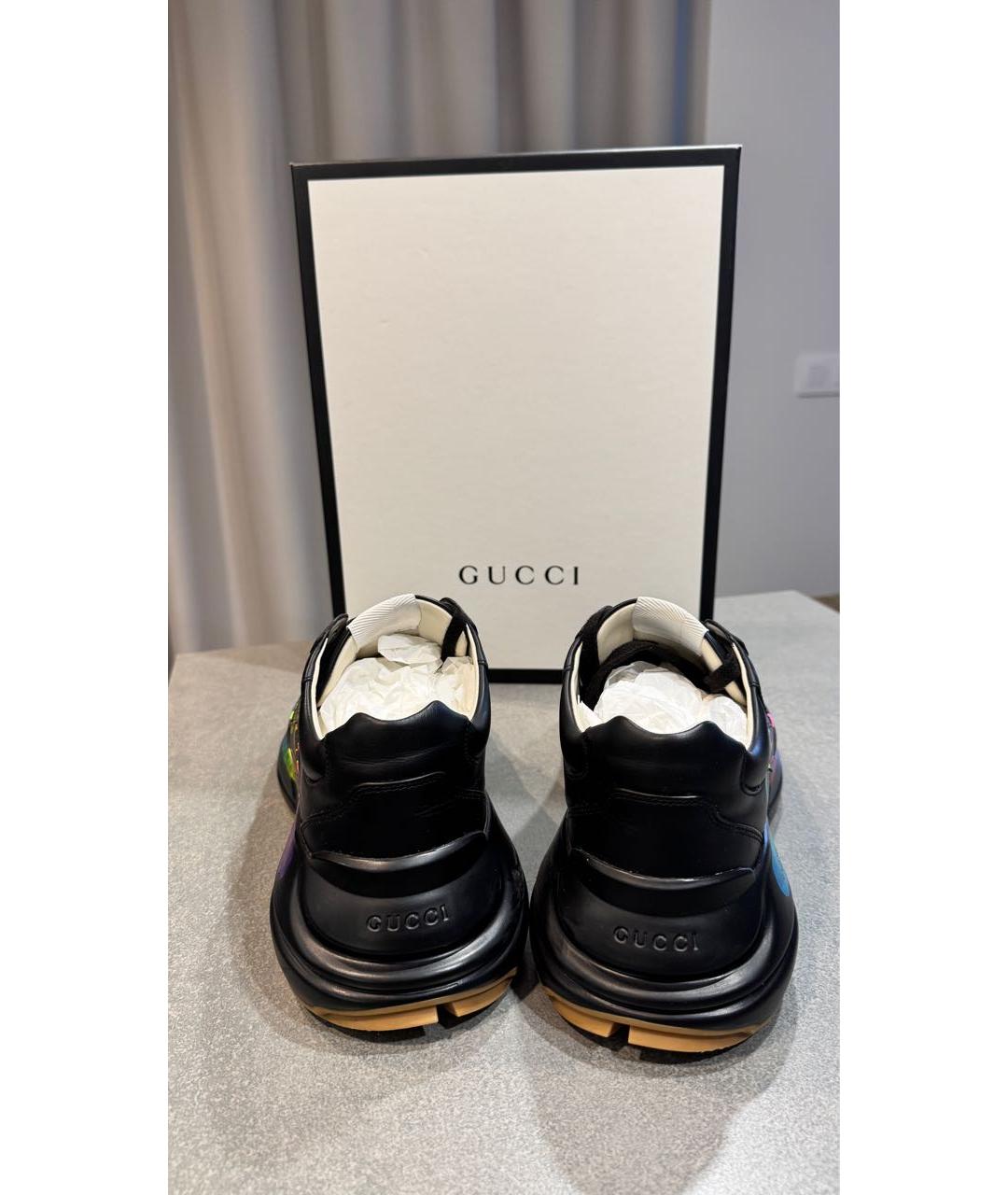 GUCCI Черные кожаные высокие кроссовки / кеды, фото 4