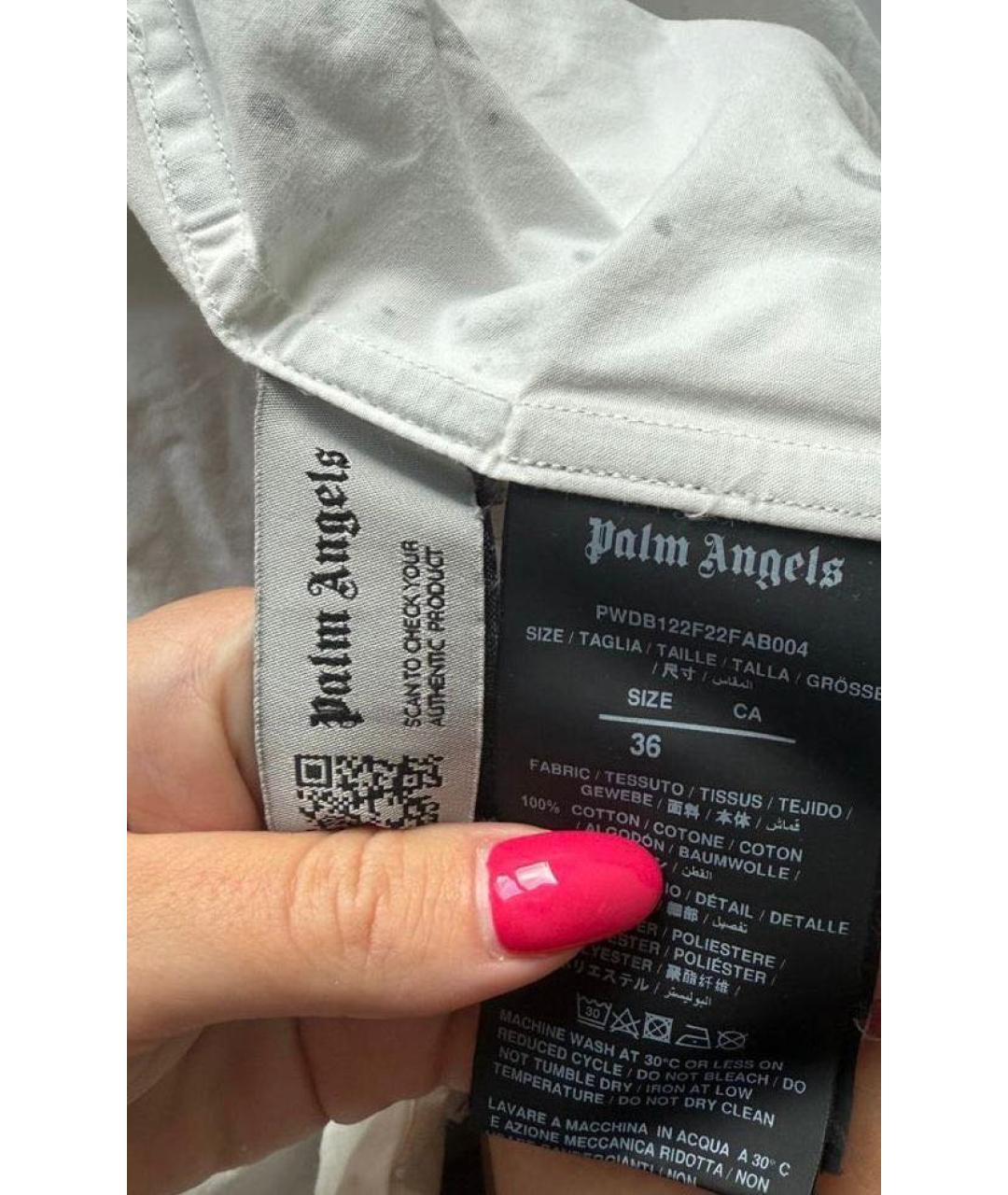 PALM ANGELS Белое хлопковое повседневное платье, фото 3