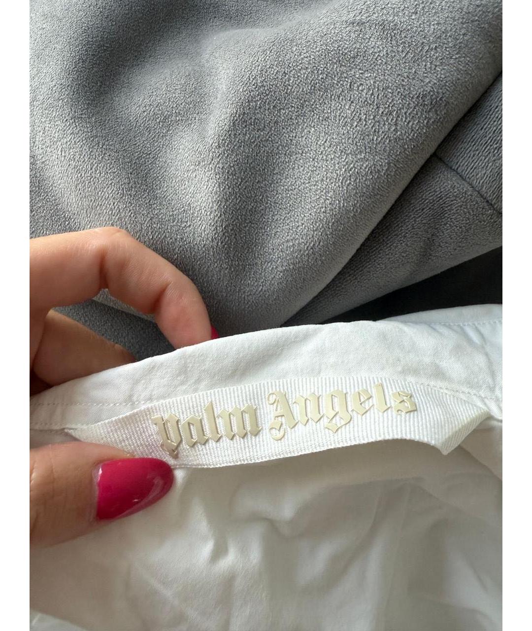PALM ANGELS Белое хлопковое повседневное платье, фото 4