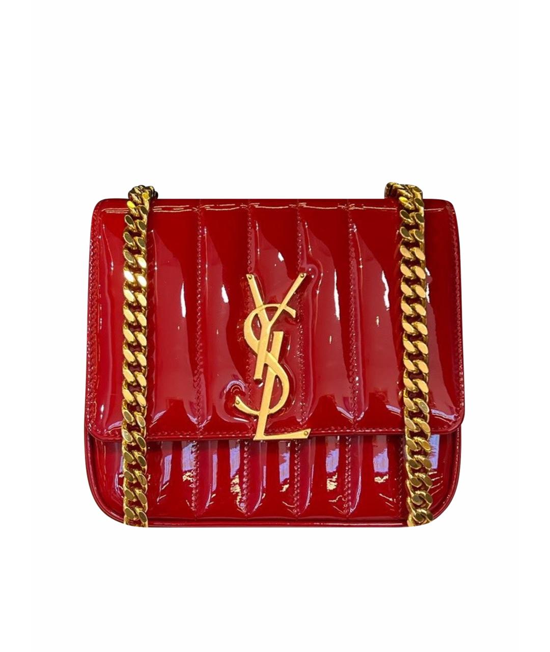 SAINT LAURENT Красная сумка через плечо из лакированной кожи, фото 1