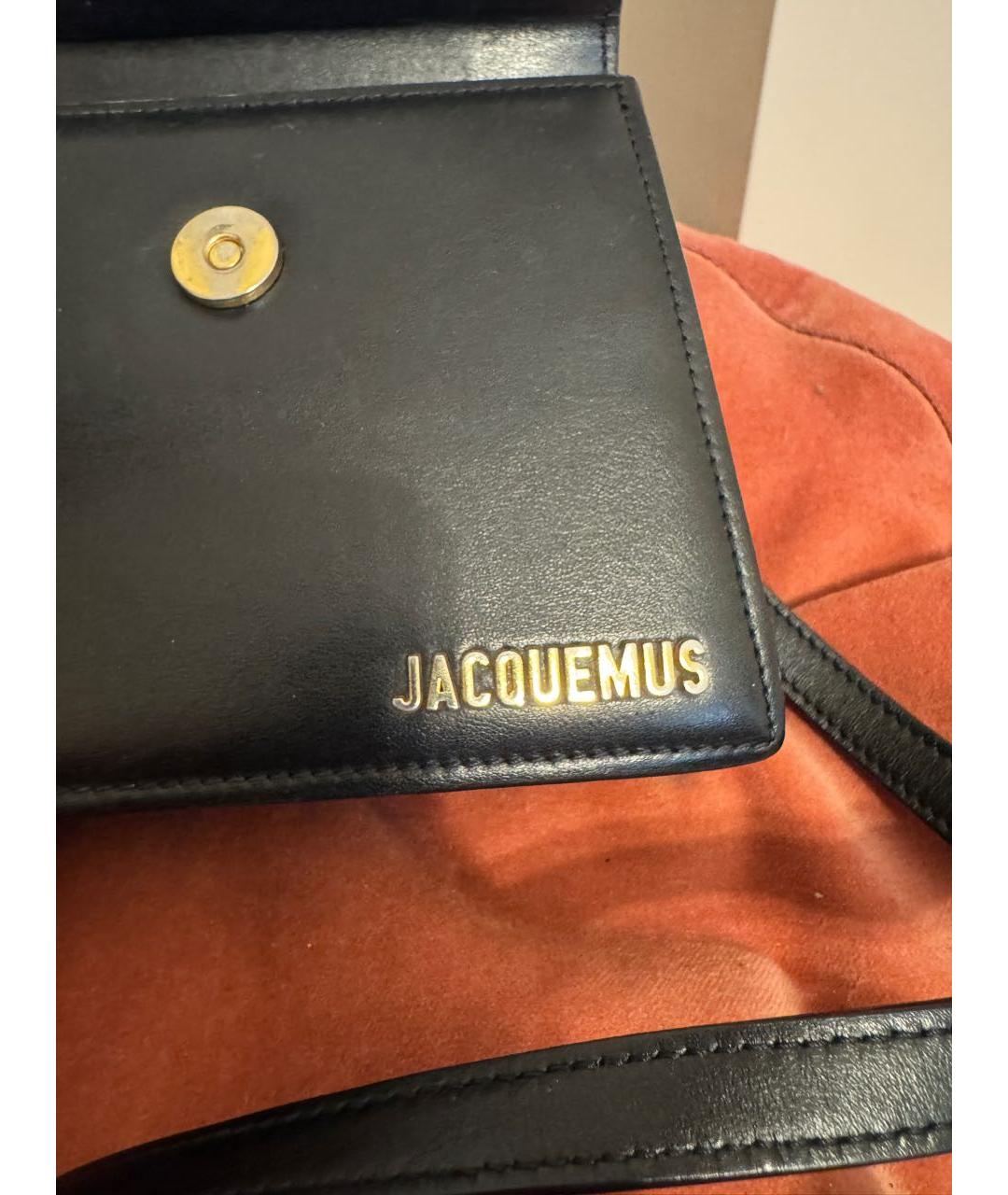 JACQUEMUS Черная кожаная сумка с короткими ручками, фото 7