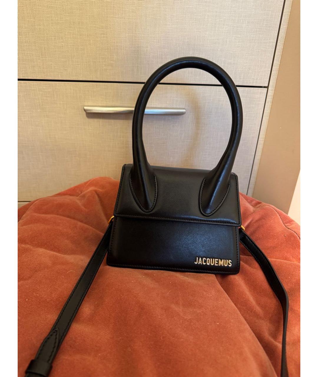 JACQUEMUS Черная кожаная сумка с короткими ручками, фото 9