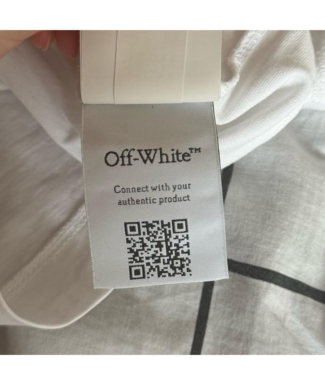 OFF-WHITE Белая хлопковая футболка, фото 4