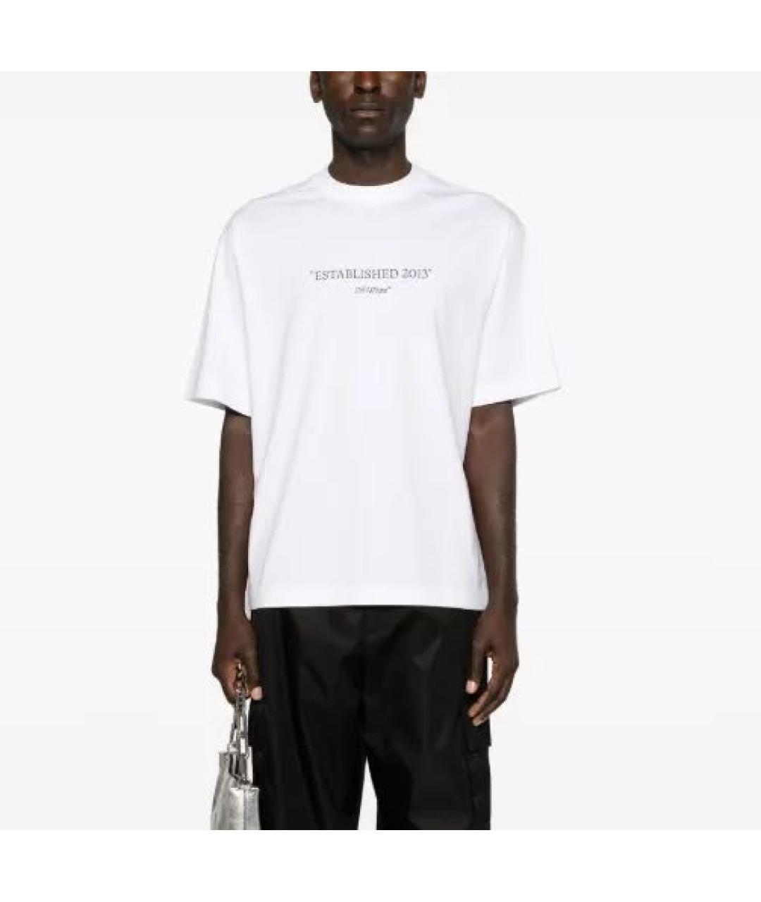 OFF-WHITE Белая хлопковая футболка, фото 3