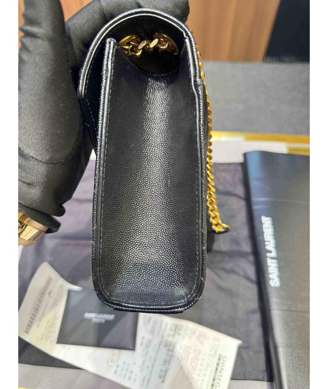 SAINT LAURENT Черная кожаная сумка через плечо, фото 4