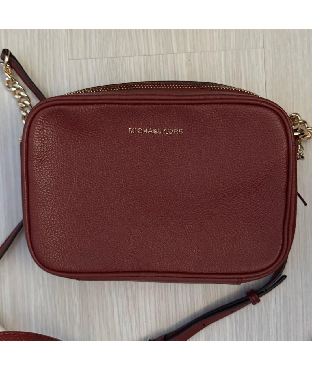MICHAEL KORS Бордовая кожаная сумка через плечо, фото 6