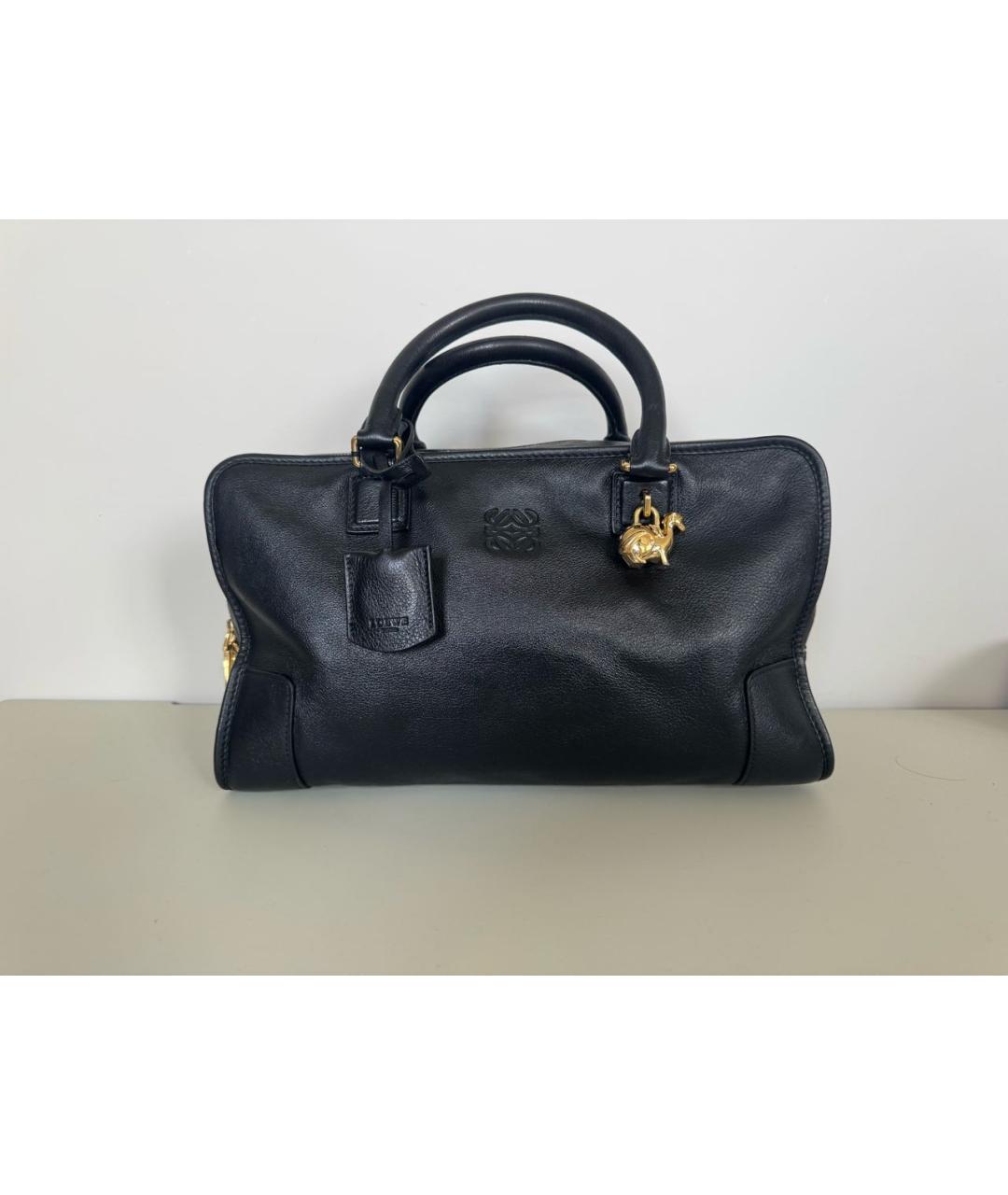 LOEWE Черная кожаная сумка с короткими ручками, фото 9