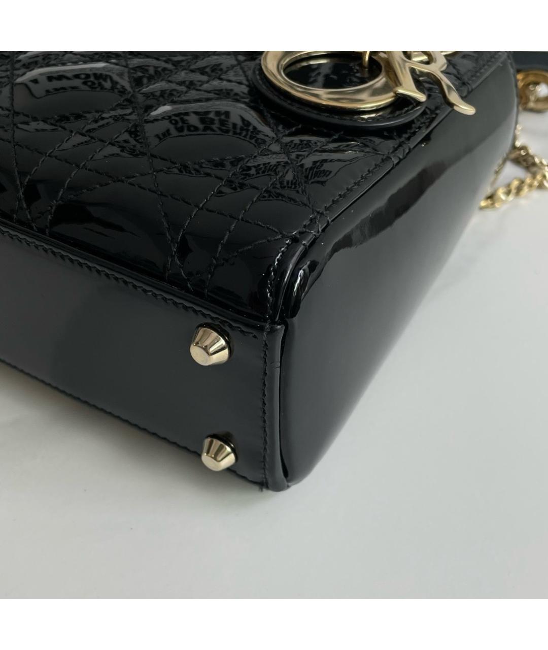 DIOR HOMME Черная сумка с короткими ручками из лакированной кожи, фото 5