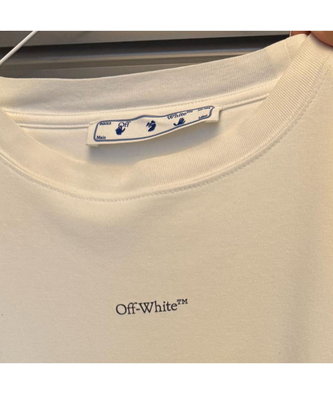 OFF-WHITE Белая хлопковая футболка, фото 3