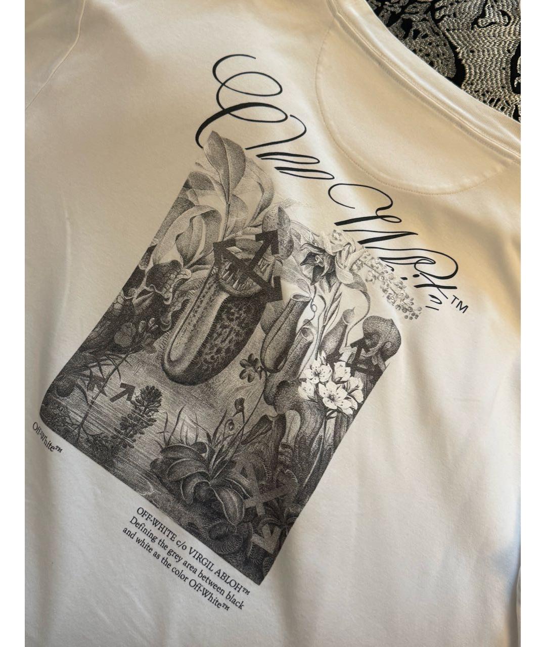 OFF-WHITE Белая хлопковая футболка, фото 4
