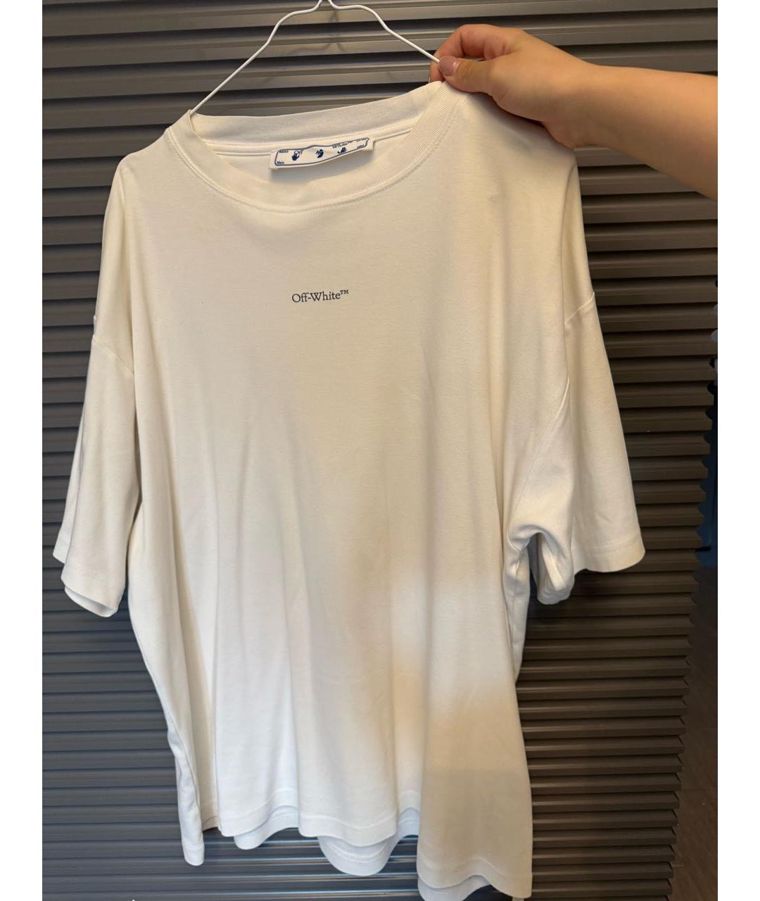 OFF-WHITE Белая хлопковая футболка, фото 5