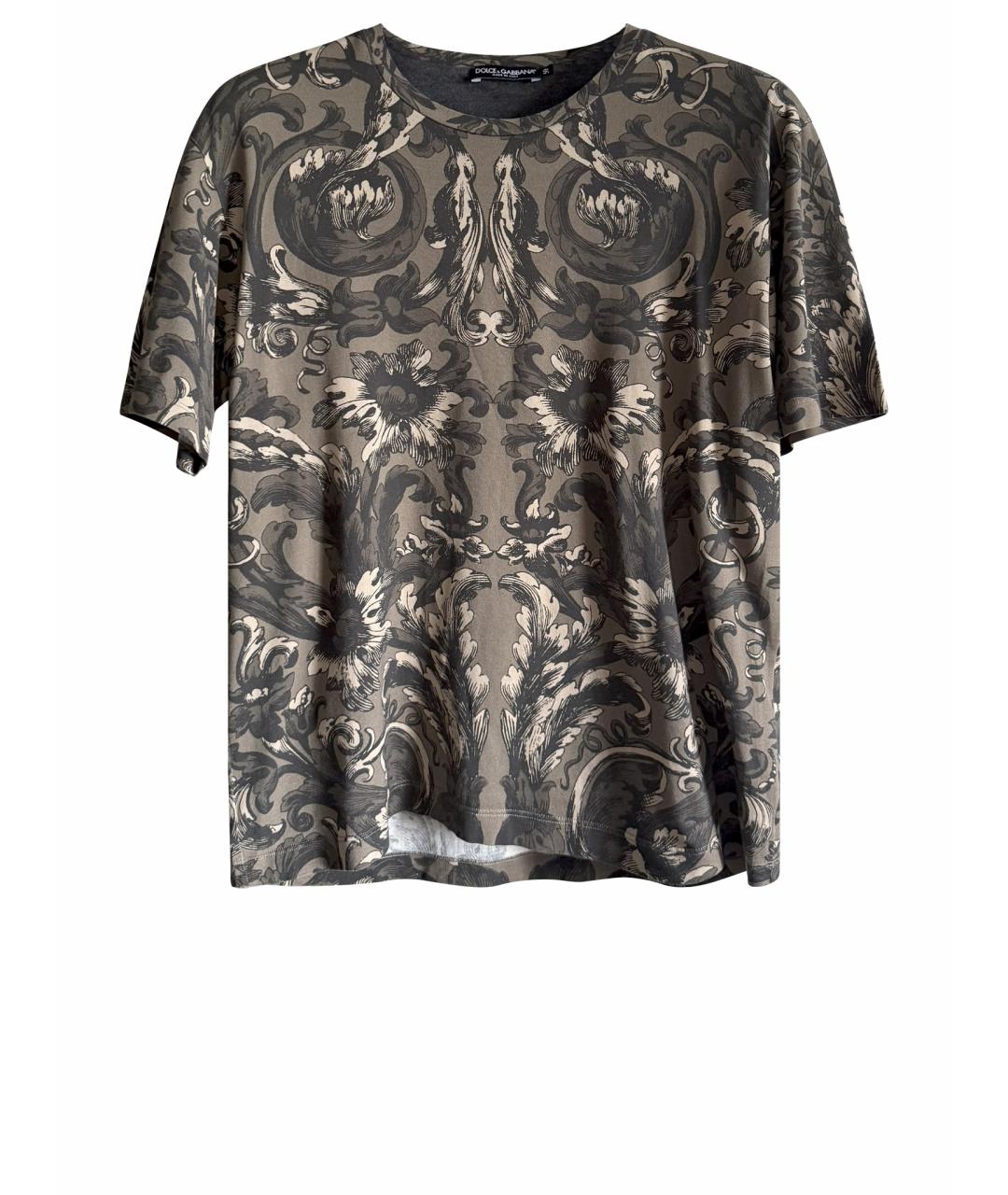 DOLCE&GABBANA Коричневая хлопковая футболка, фото 1