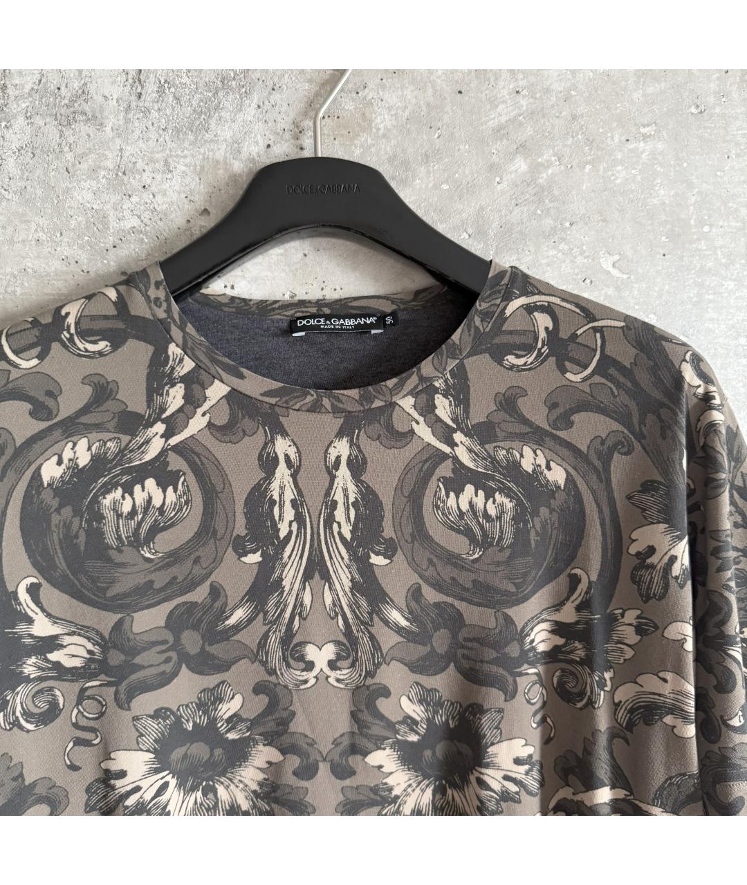 DOLCE&GABBANA Коричневая хлопковая футболка, фото 2