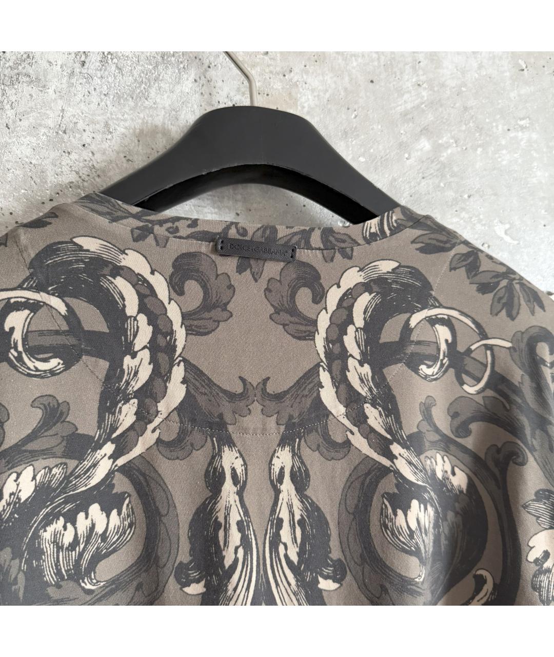 DOLCE&GABBANA Коричневая хлопковая футболка, фото 4
