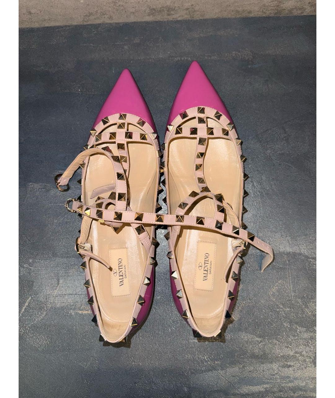 VALENTINO Розовые кожаные балетки, фото 3