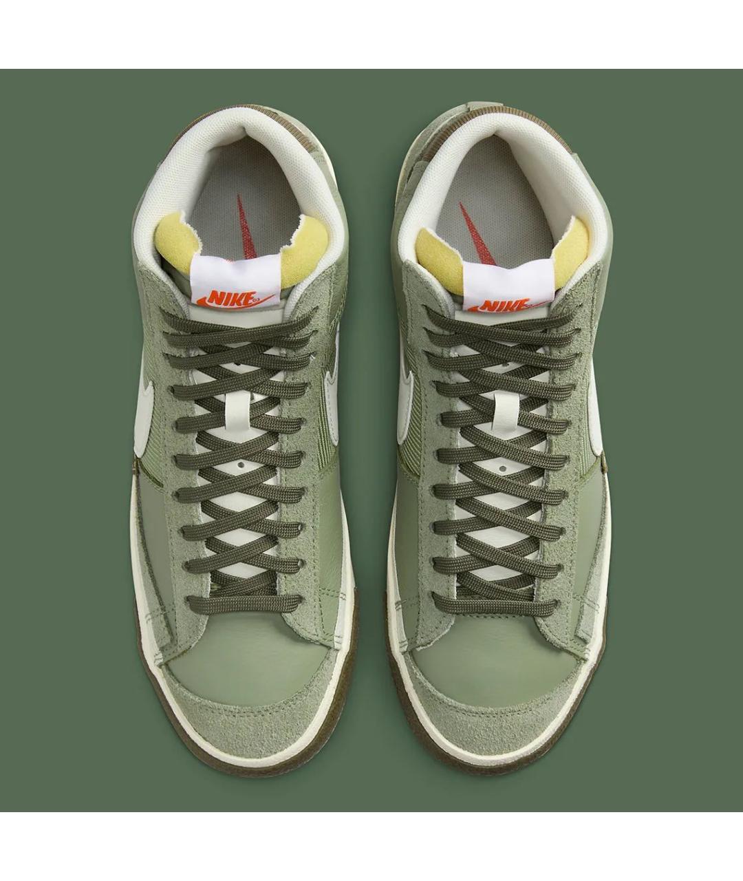 NIKE Зеленые кожаные высокие кроссовки / кеды, фото 4