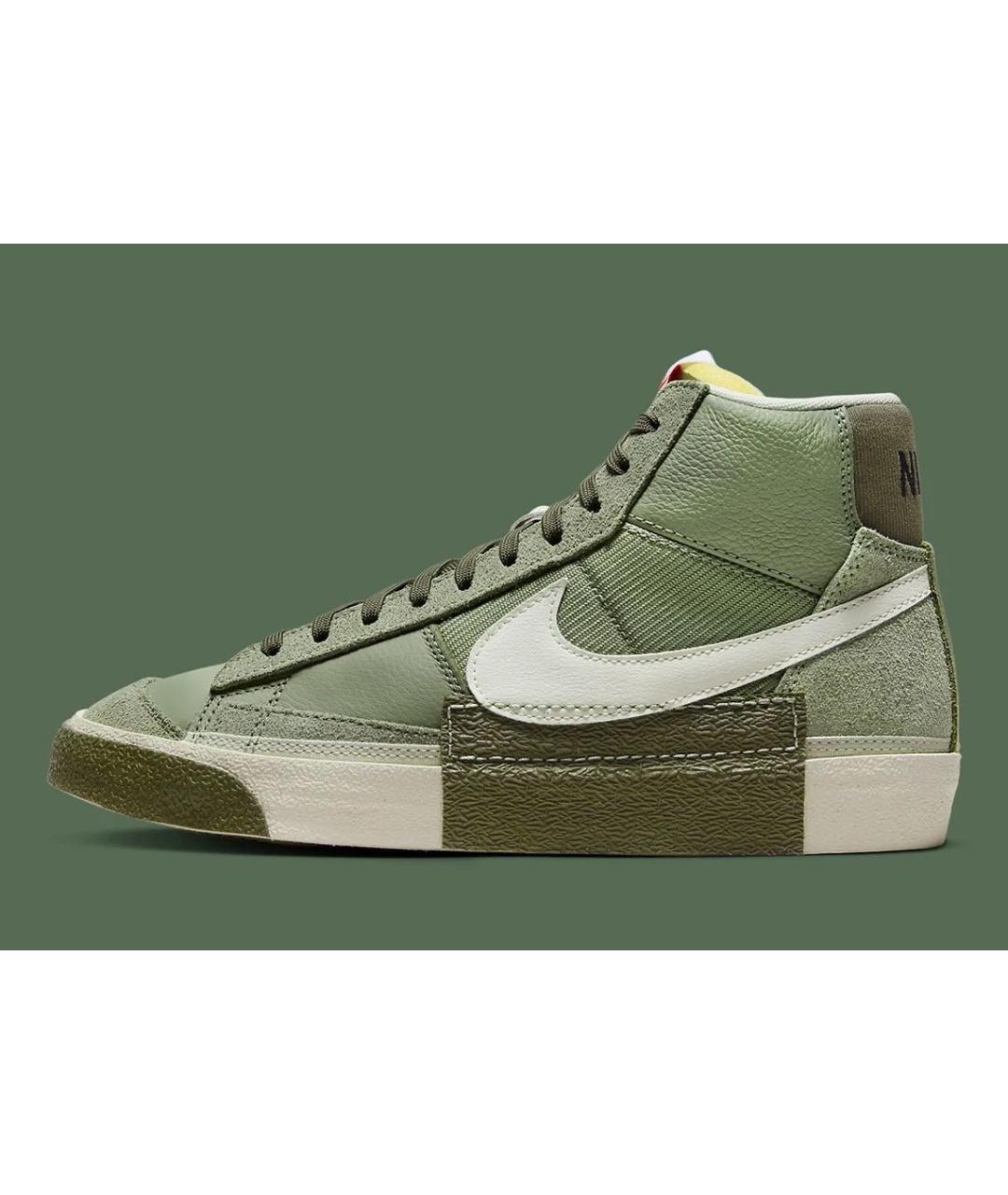 NIKE Зеленые кожаные высокие кроссовки / кеды, фото 2