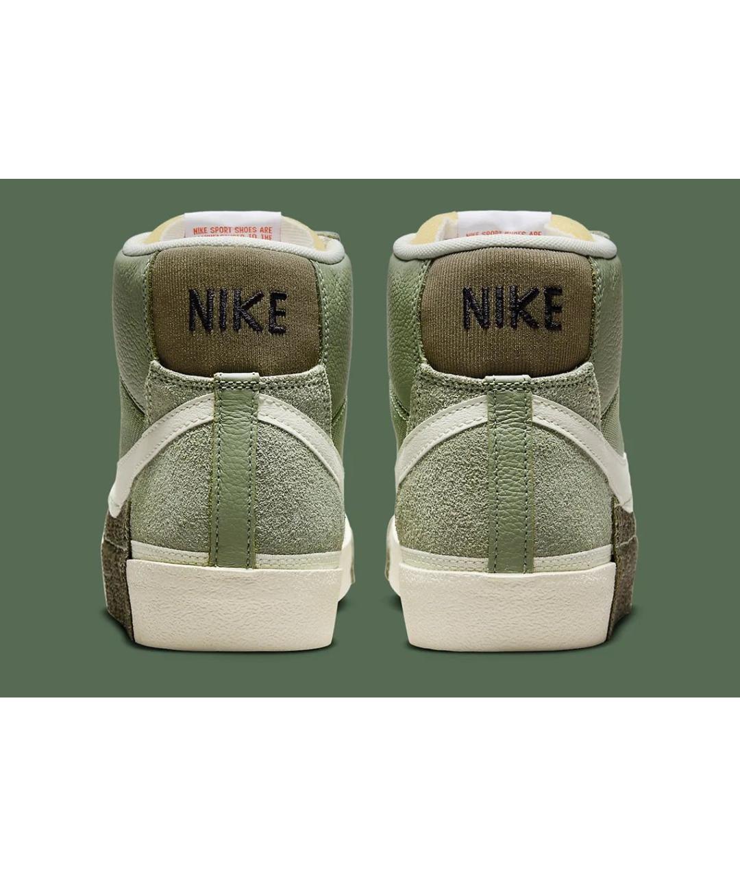 NIKE Зеленые кожаные высокие кроссовки / кеды, фото 5