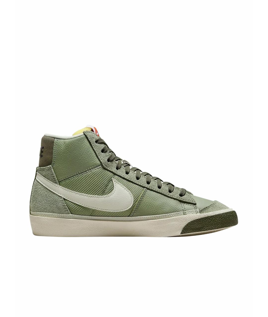 NIKE Зеленые кожаные высокие кроссовки / кеды, фото 1