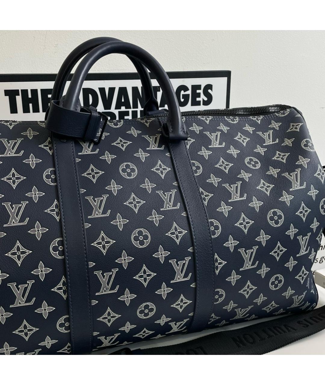 LOUIS VUITTON Темно-синяя дорожная/спортивная сумка из искусственной кожи, фото 2