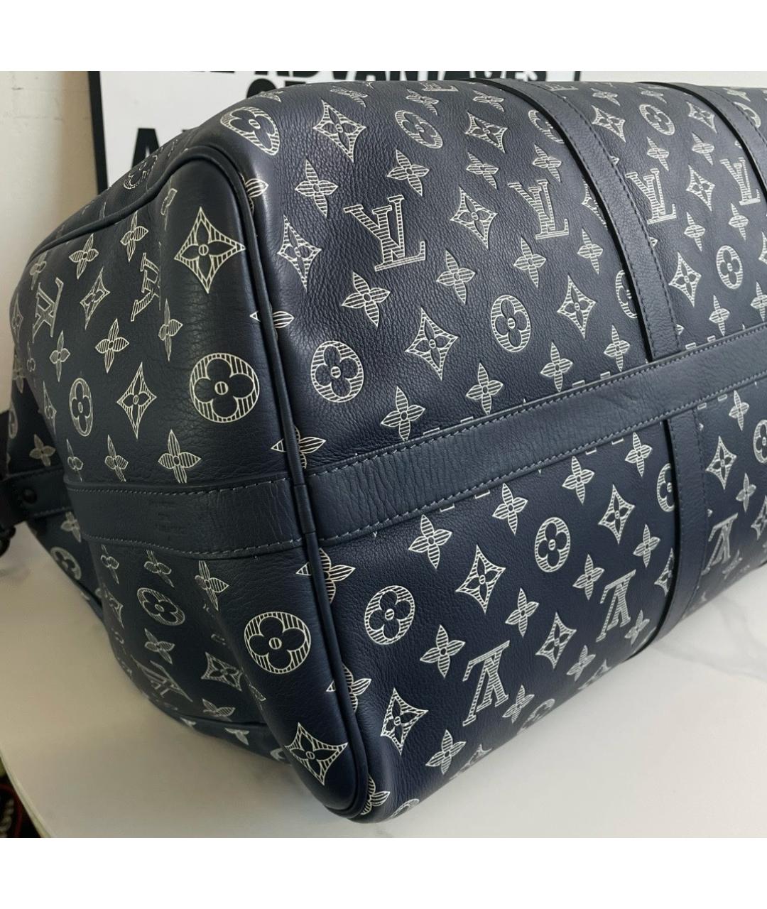 LOUIS VUITTON Темно-синяя дорожная/спортивная сумка из искусственной кожи, фото 4