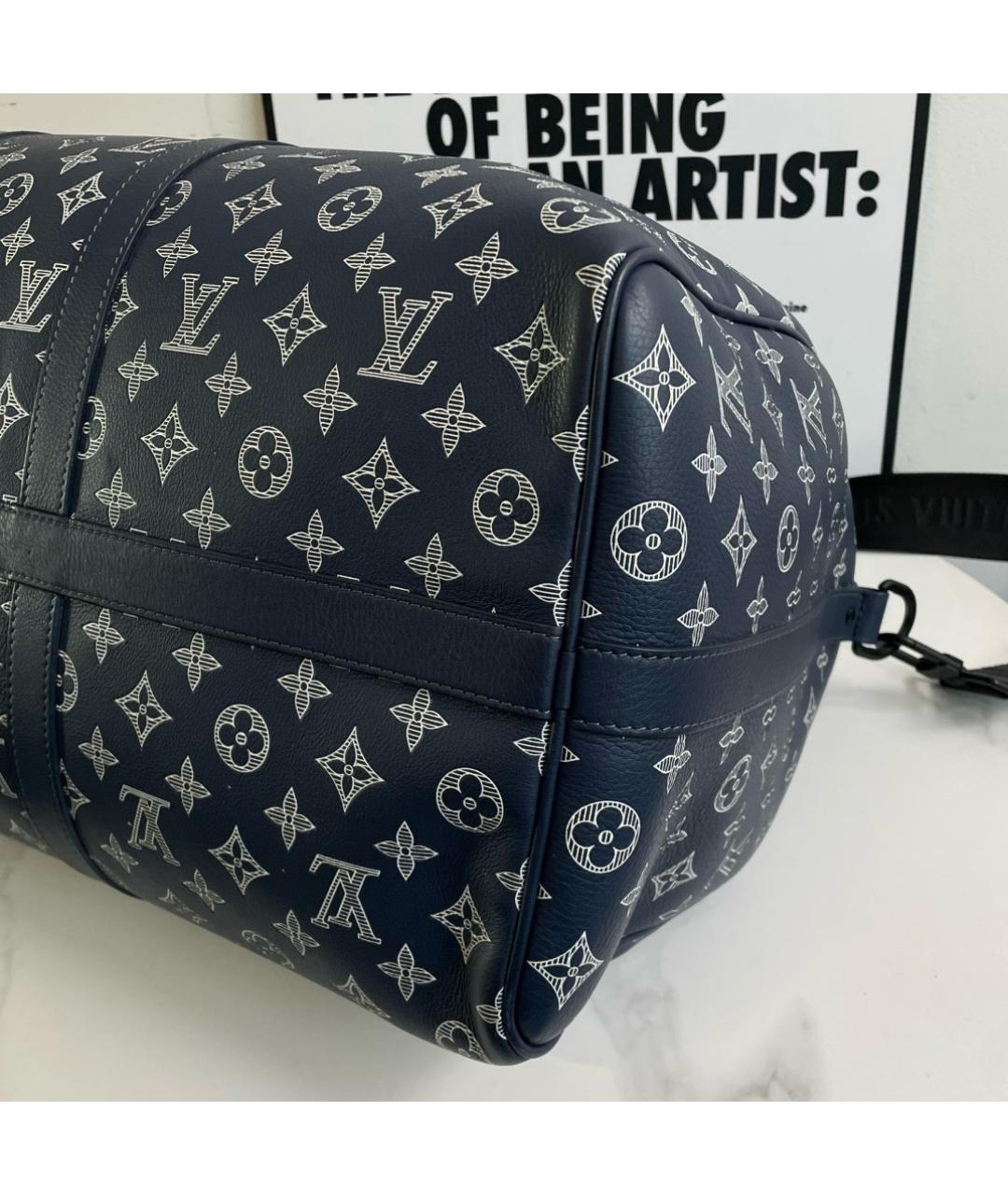 LOUIS VUITTON Темно-синяя дорожная/спортивная сумка из искусственной кожи, фото 5