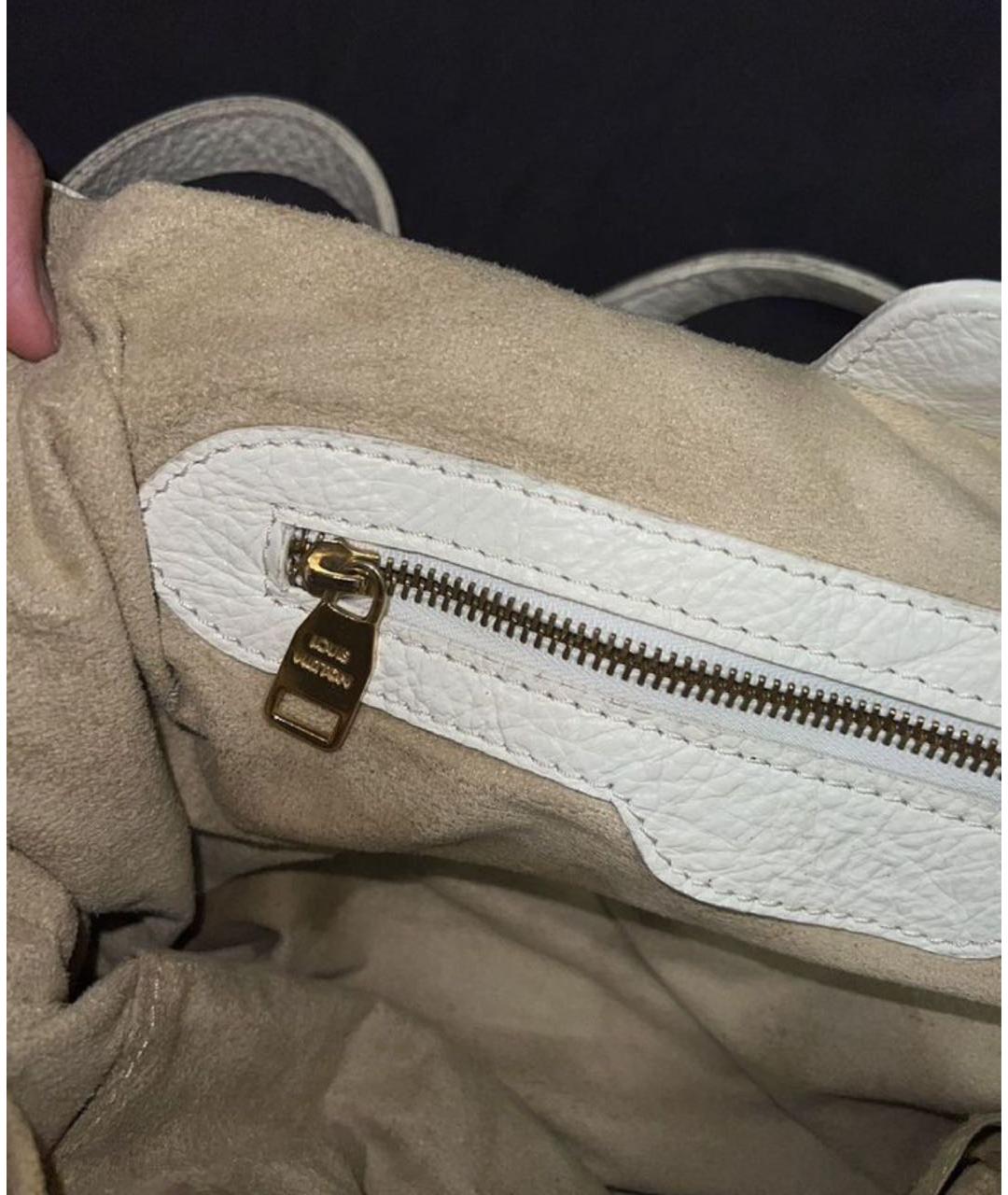 LOUIS VUITTON Белая кожаная сумка тоут, фото 5