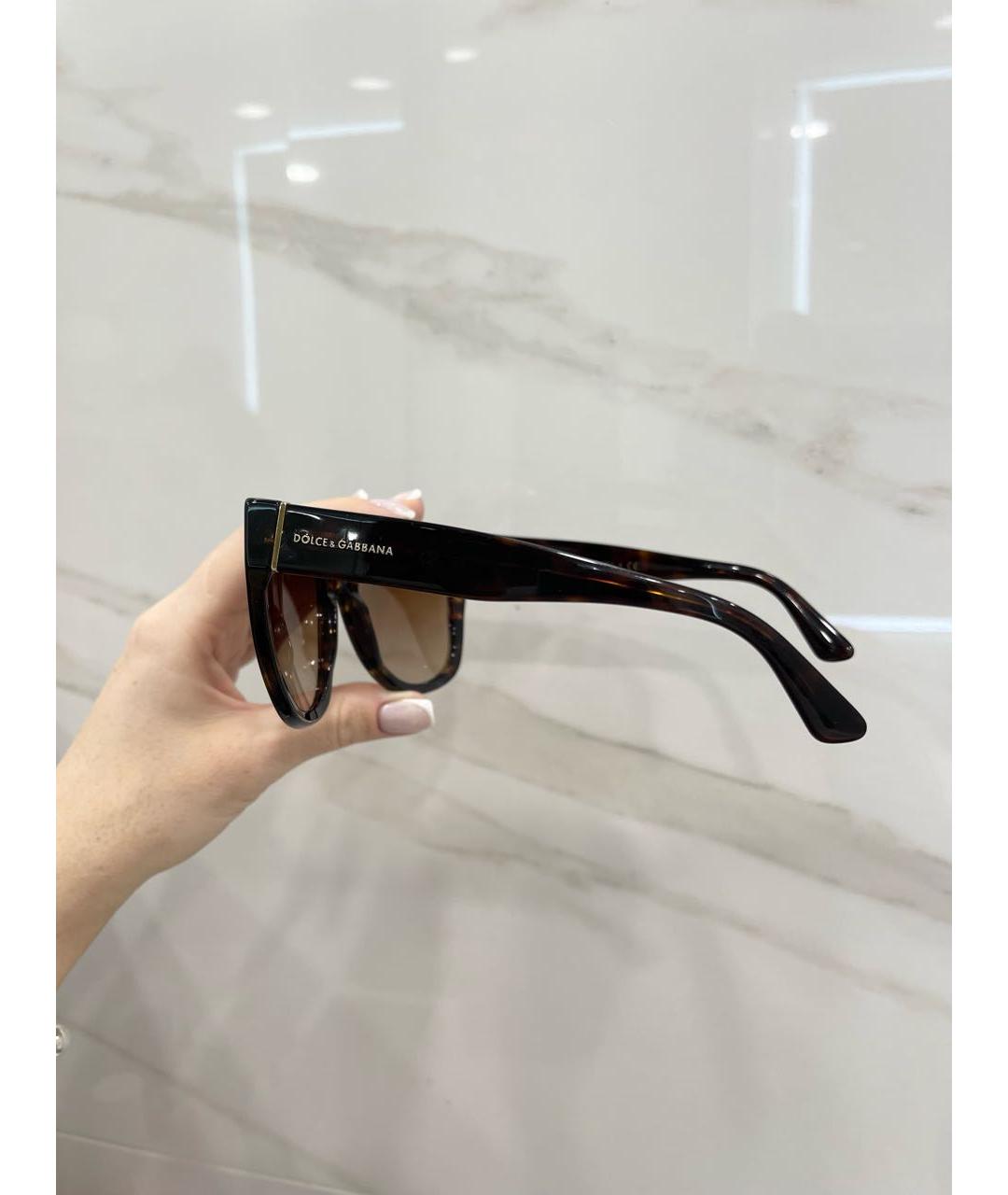 DOLCE&GABBANA Коричневые пластиковые солнцезащитные очки, фото 2