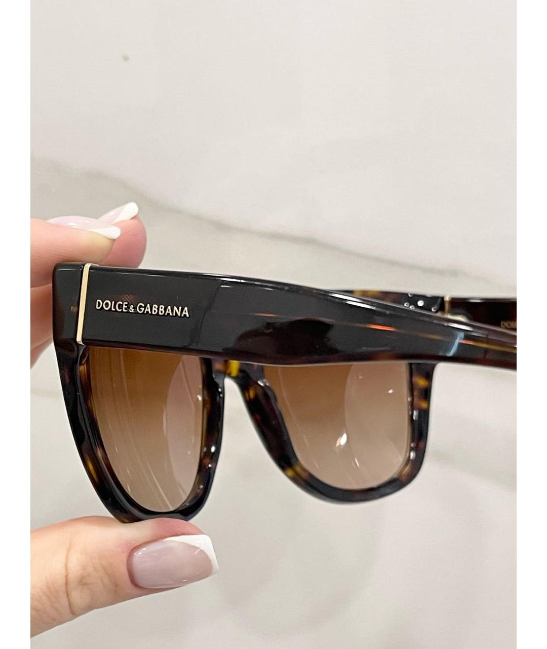 DOLCE&GABBANA Коричневые пластиковые солнцезащитные очки, фото 3