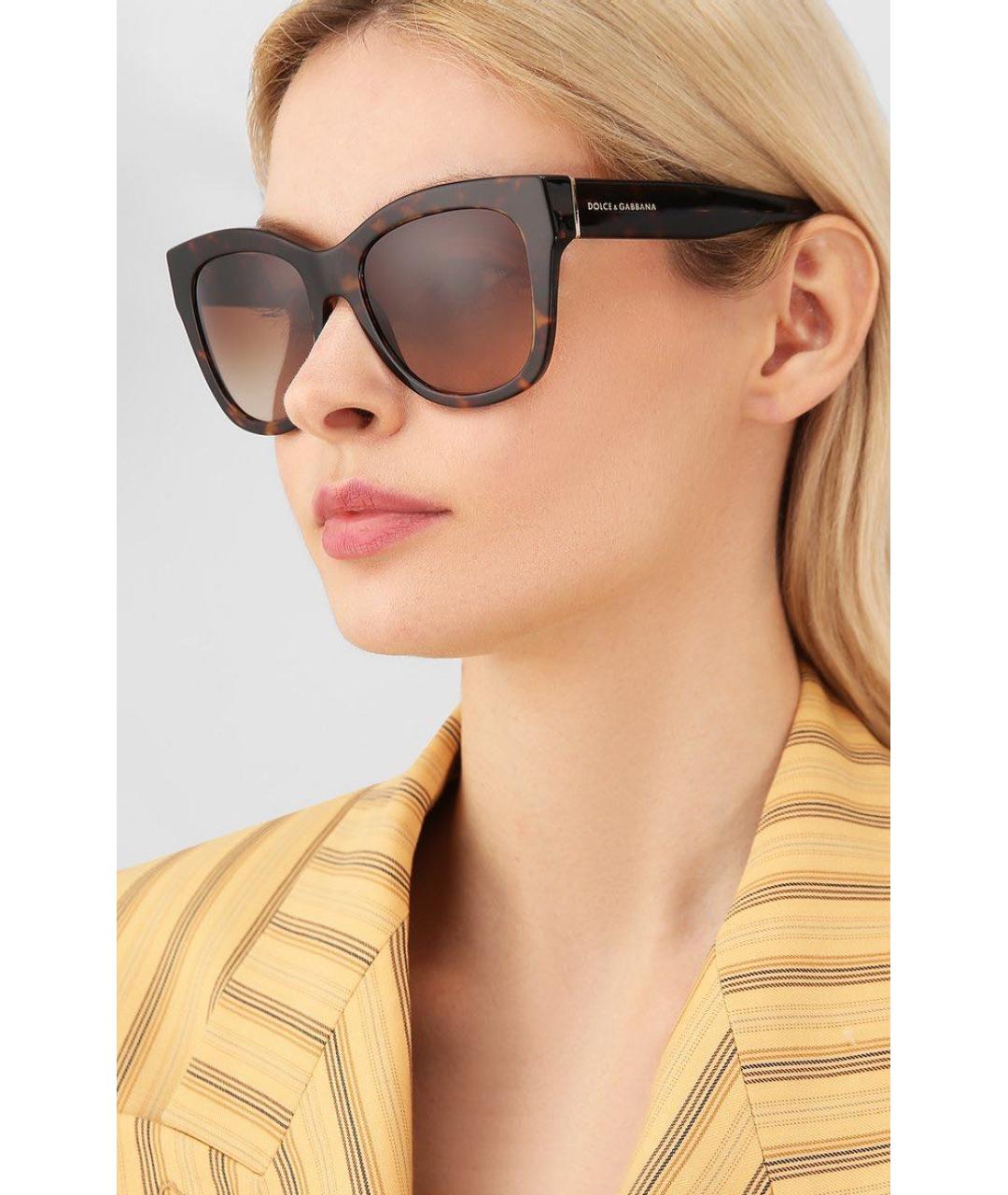 DOLCE&GABBANA Коричневые пластиковые солнцезащитные очки, фото 5
