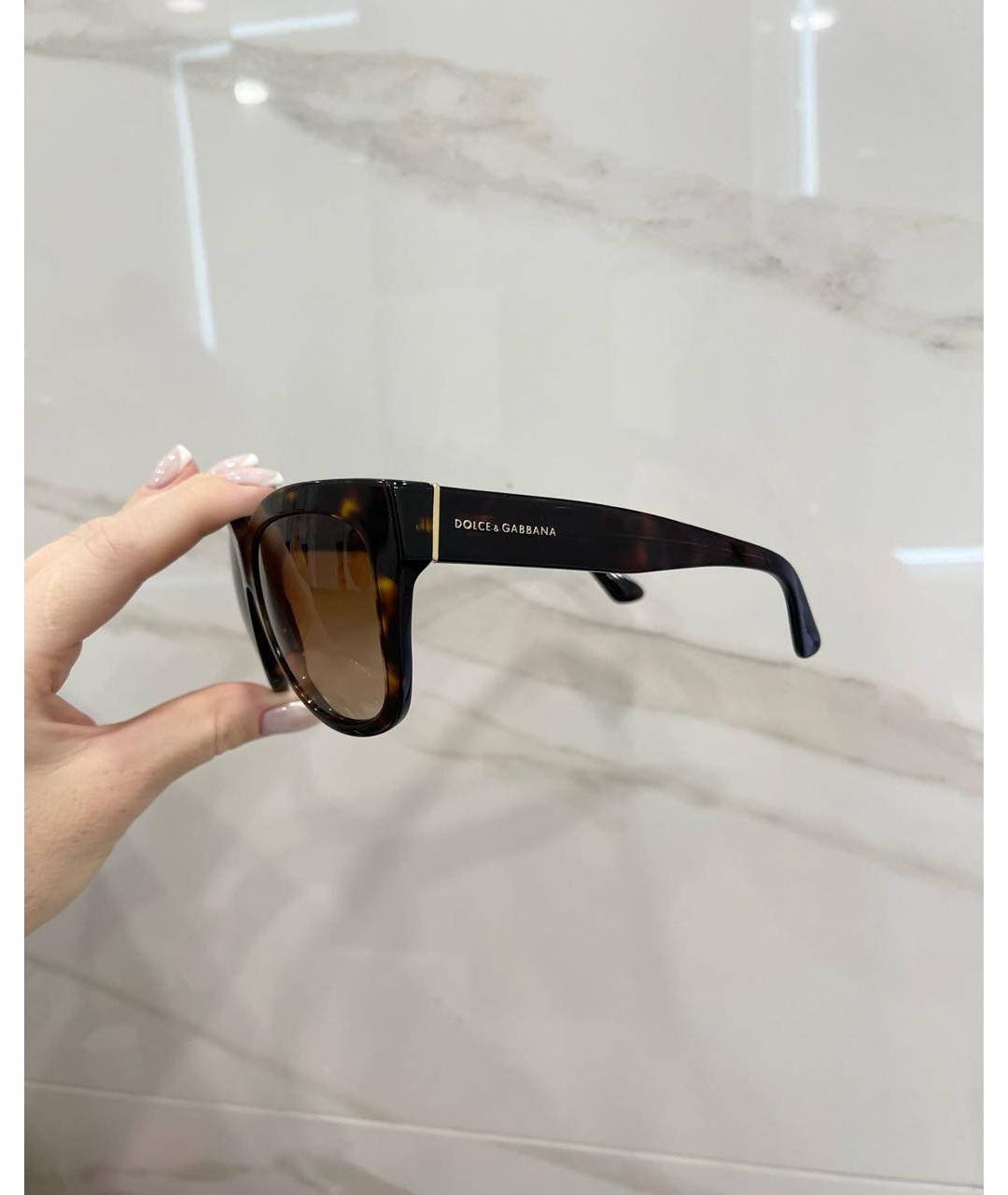 DOLCE&GABBANA Коричневые пластиковые солнцезащитные очки, фото 6