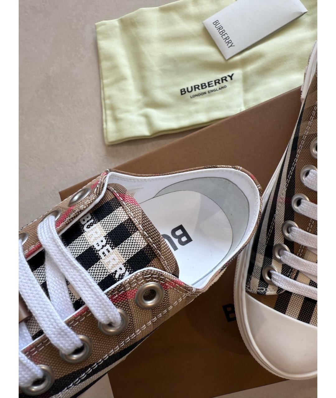 BURBERRY Коричневые текстильные кеды, фото 6